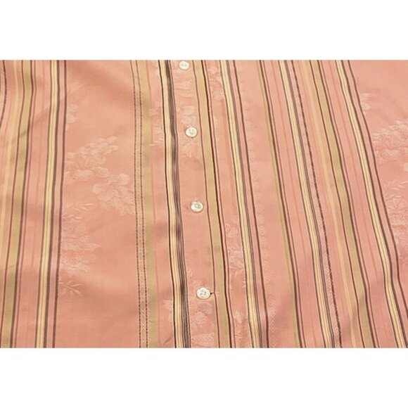 Tommy Bahama Size Medium Mens Salmon Strip Silk Blend Logo Tag Long Sleeve Shirt - Picture 9 of 12